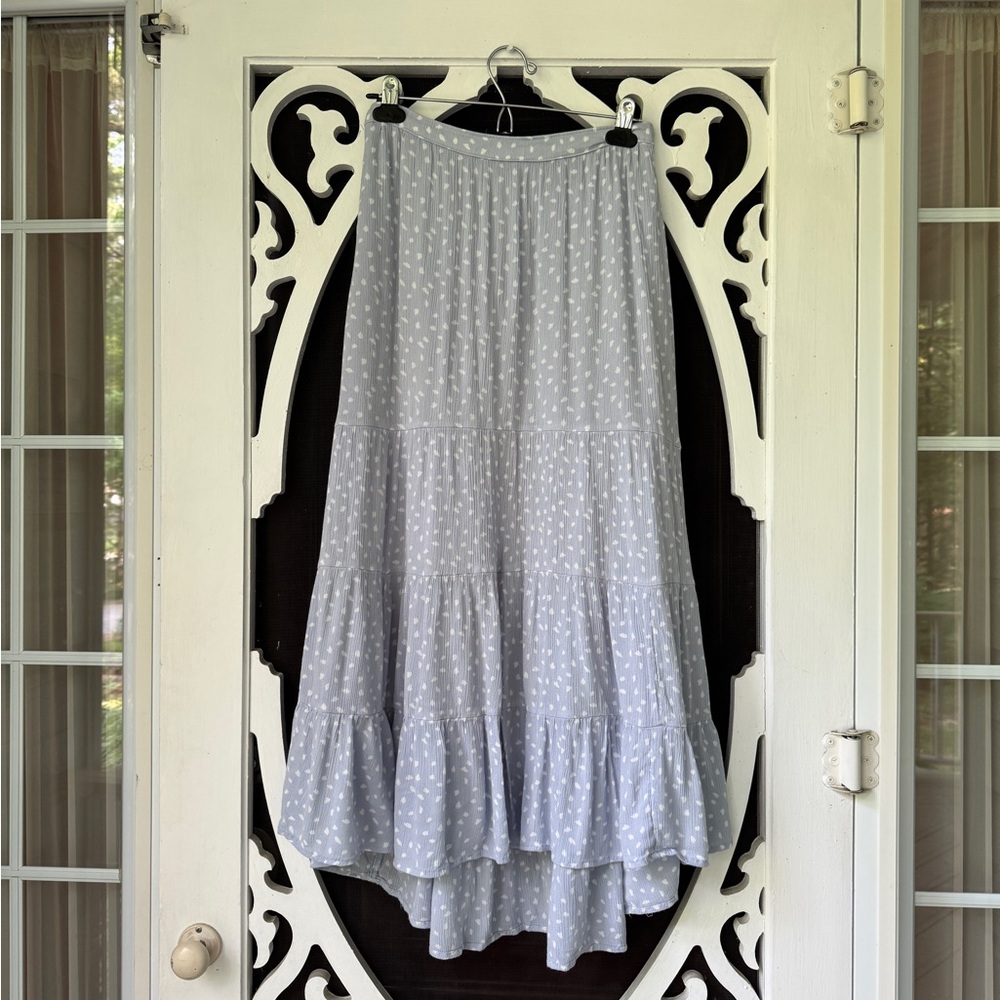 Abercrombie & Fitch Blue Polka Dot Midi Skirt